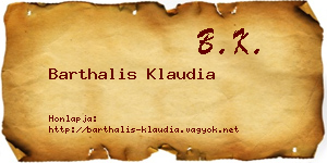 Barthalis Klaudia névjegykártya